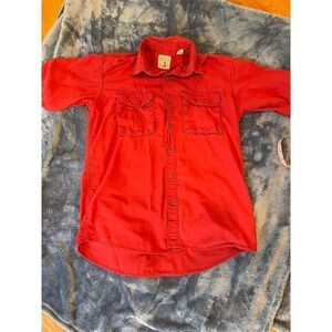 Vintage Redhead Men's M Dark Red Button-Up Shirt Short Sleeve